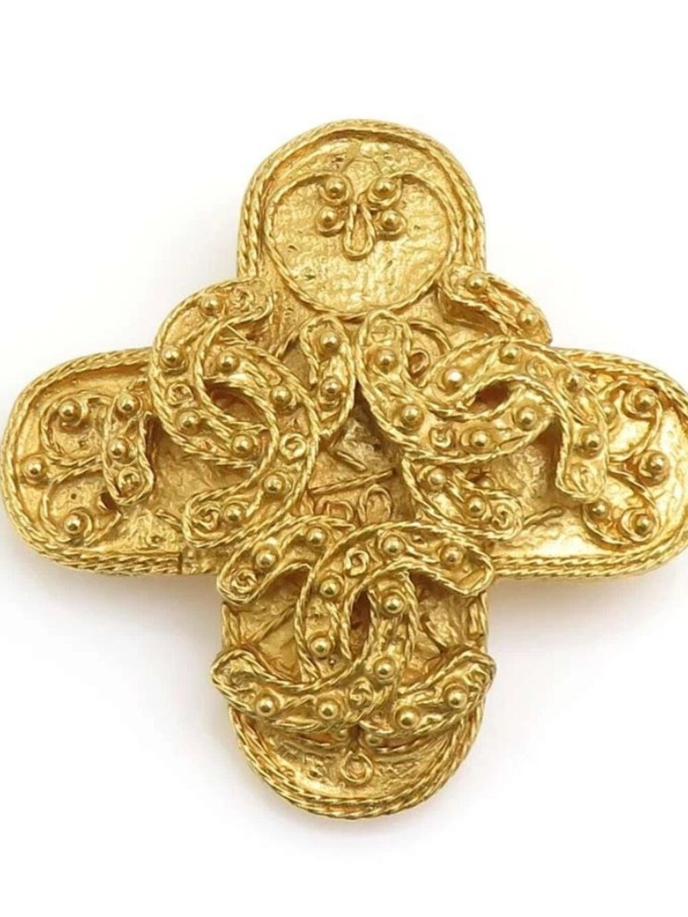 CHANEL Vintage CC Logo Brooch Gold Metal - e61432i